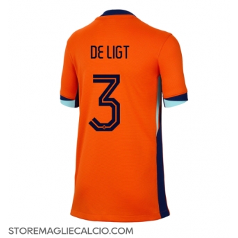 Paesi Bassi Matthijs de Ligt #3 Maglia Gara Casa Repliche Europei 2024 Donna
